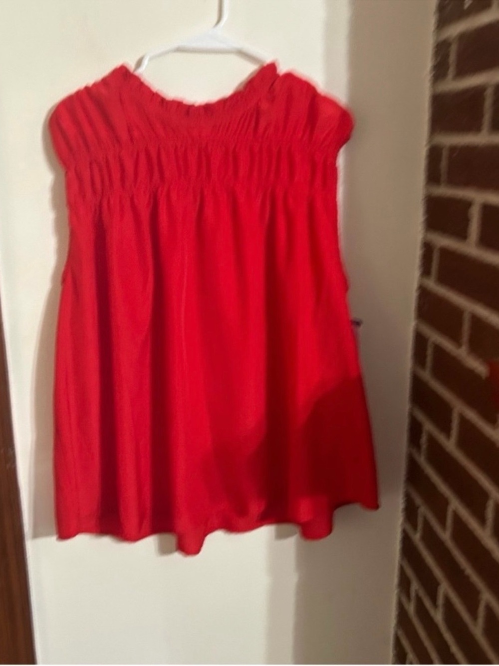NWT Joie Size XXL Red Smocked Sleeveless Blouse Top
